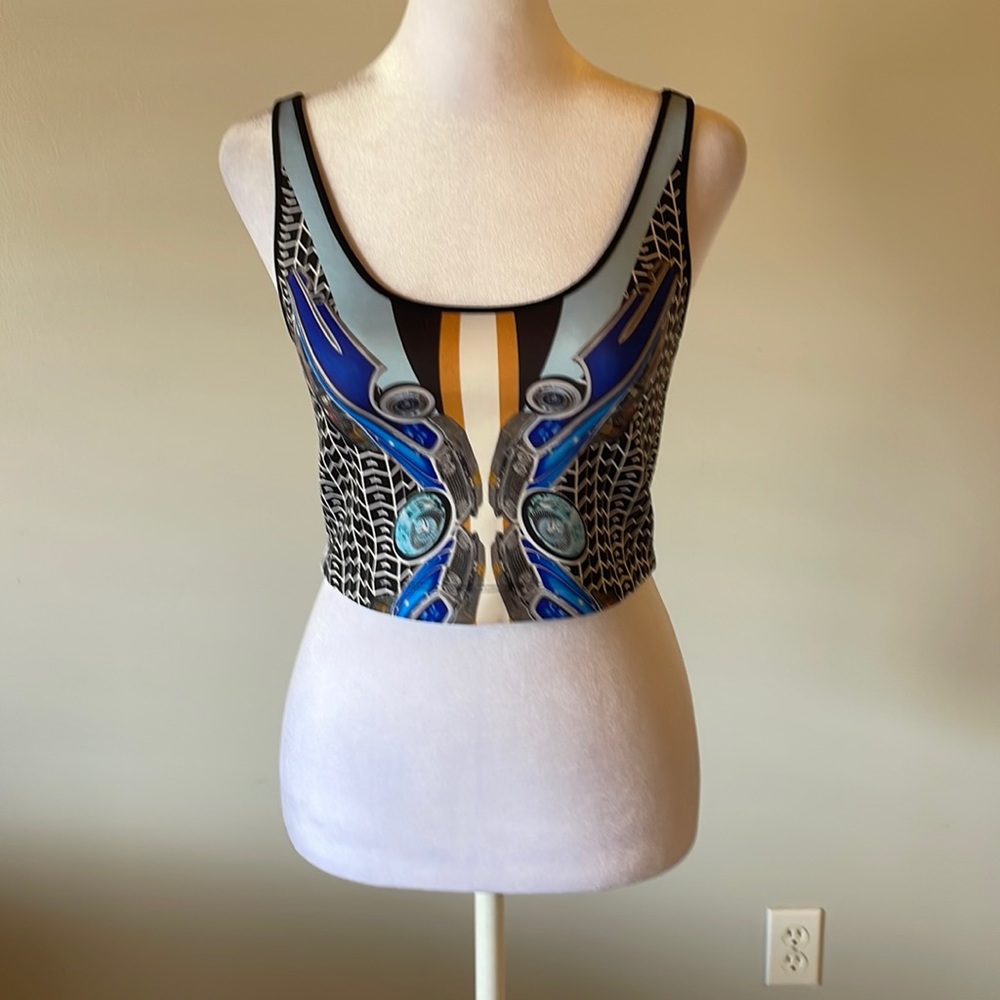[CLOVER CANYON] Abstract Car Pattern Crop Top - Size Small
